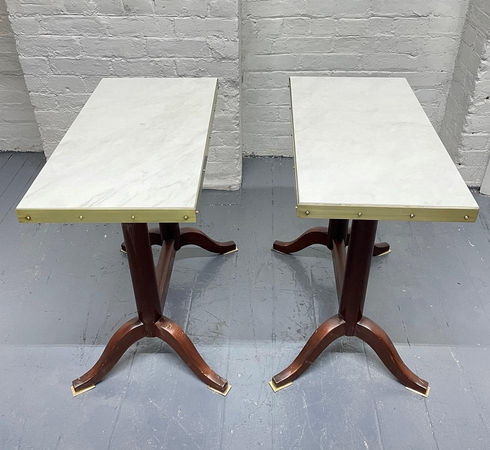 19th Century Pair Antique Mahogany and Marble Top Side Tables For Sale