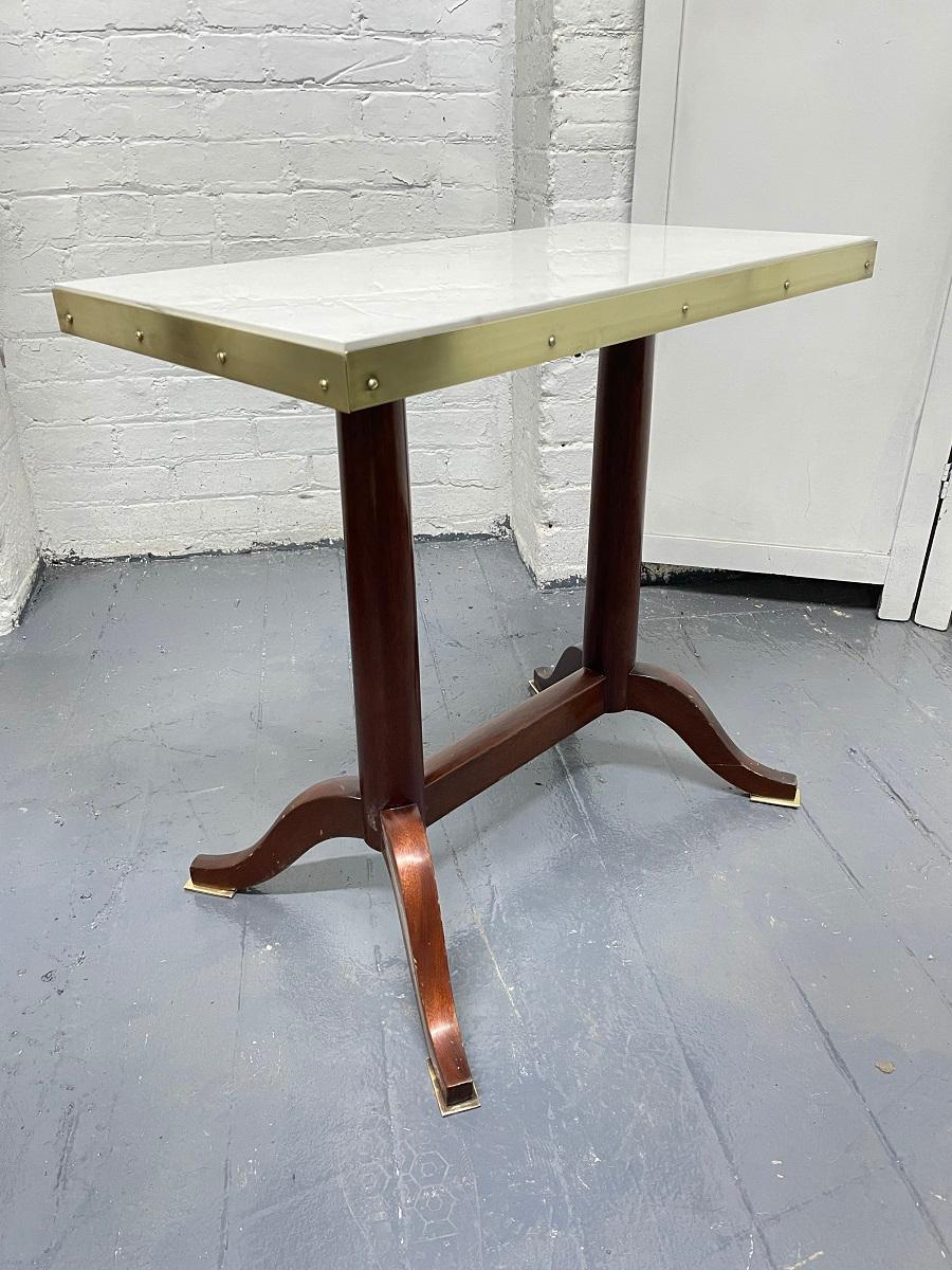 Bronze Pair Antique Mahogany and Marble Top Side Tables For Sale