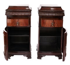Pair Antique Mahogany carved Pedestal Cupboards