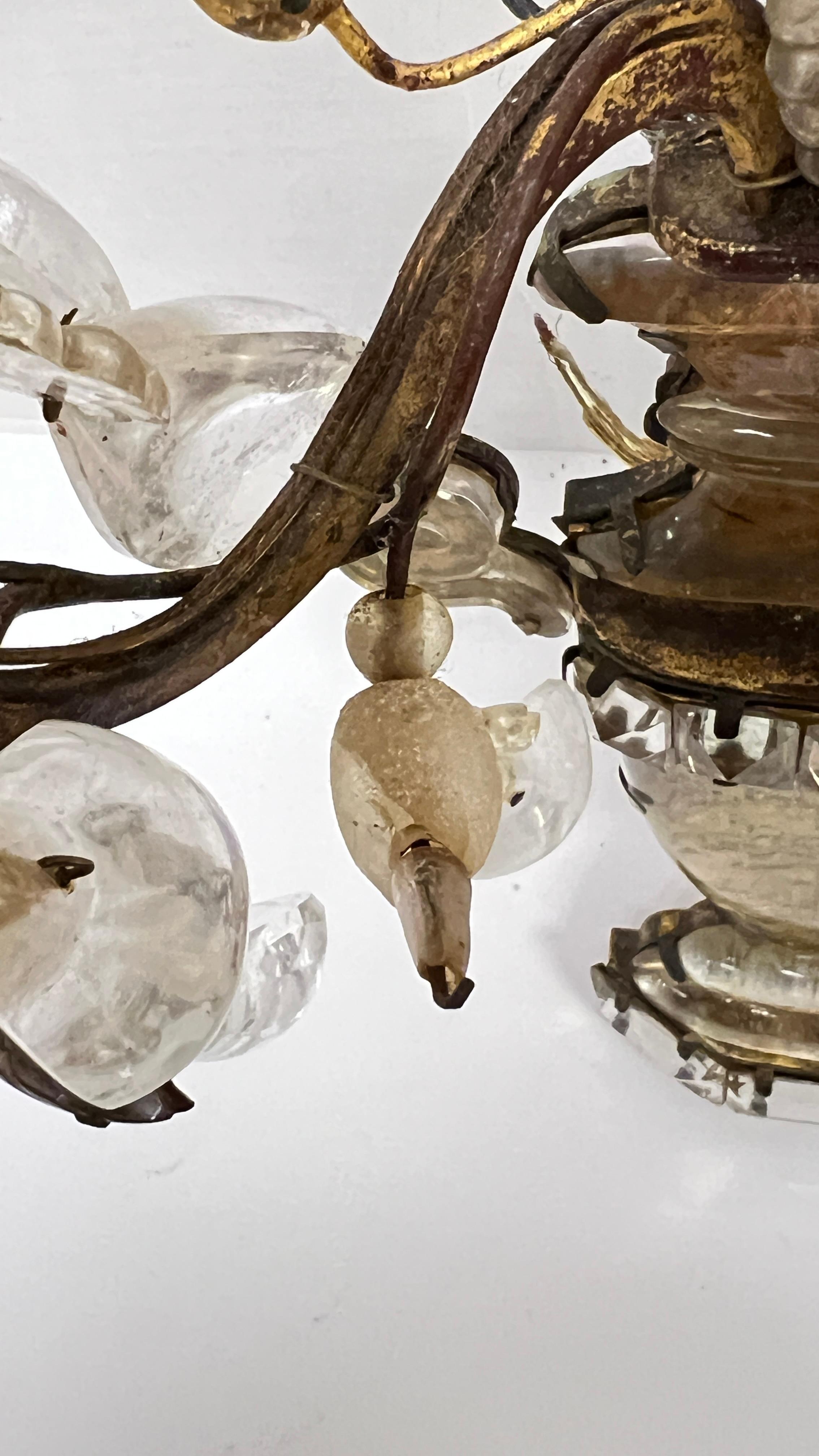 Pair Antique Maison Bagues Gilt Metal and Rock Crystal Sconces 5