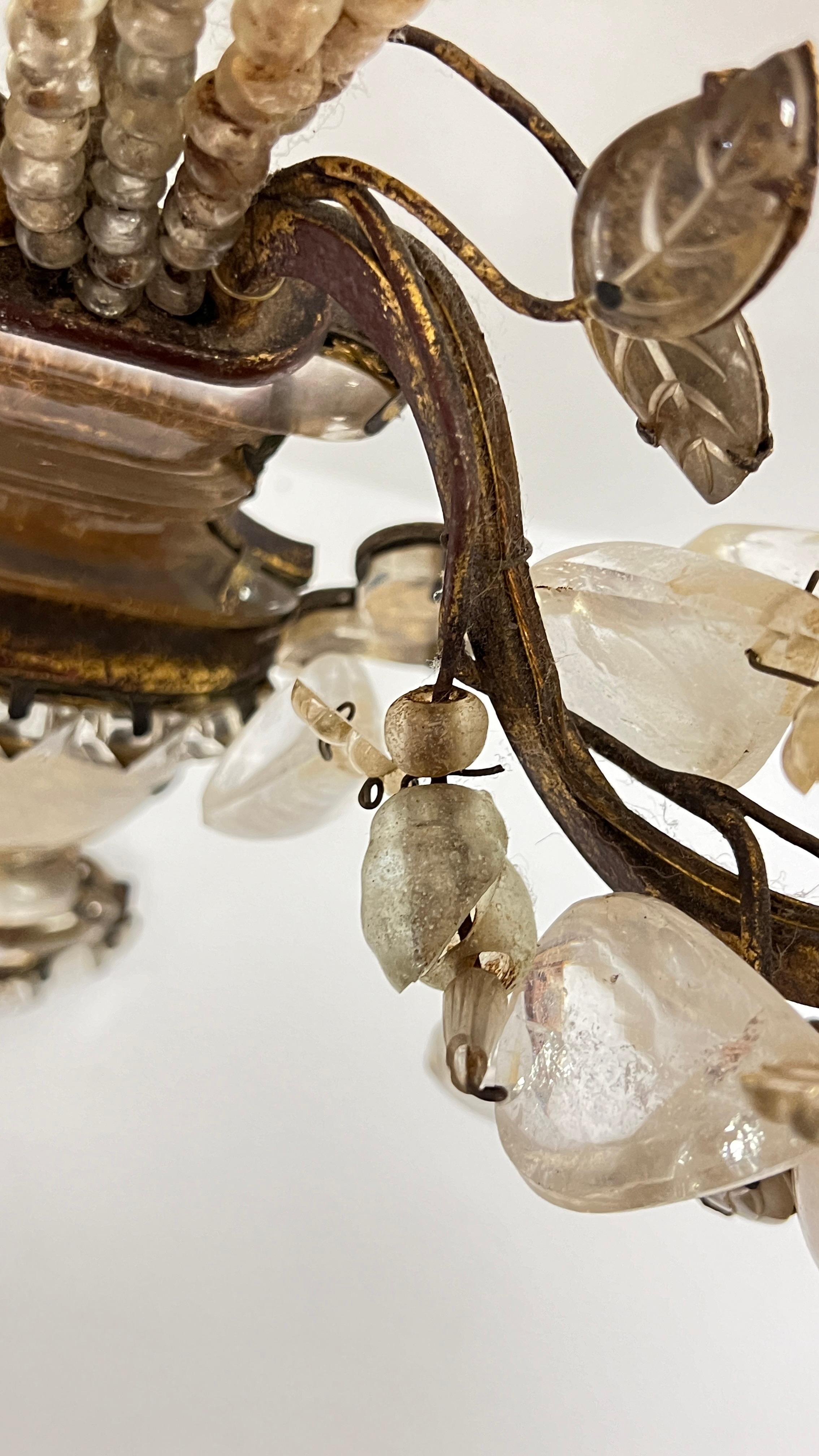 Pair Antique Maison Bagues Gilt Metal and Rock Crystal Sconces 6