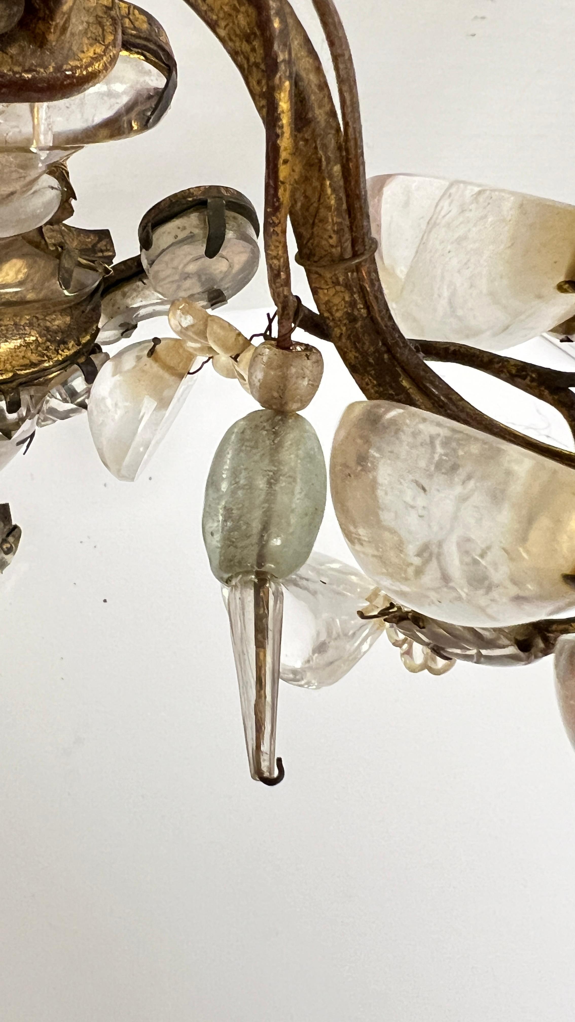 Pair Antique Maison Bagues Gilt Metal and Rock Crystal Sconces 8