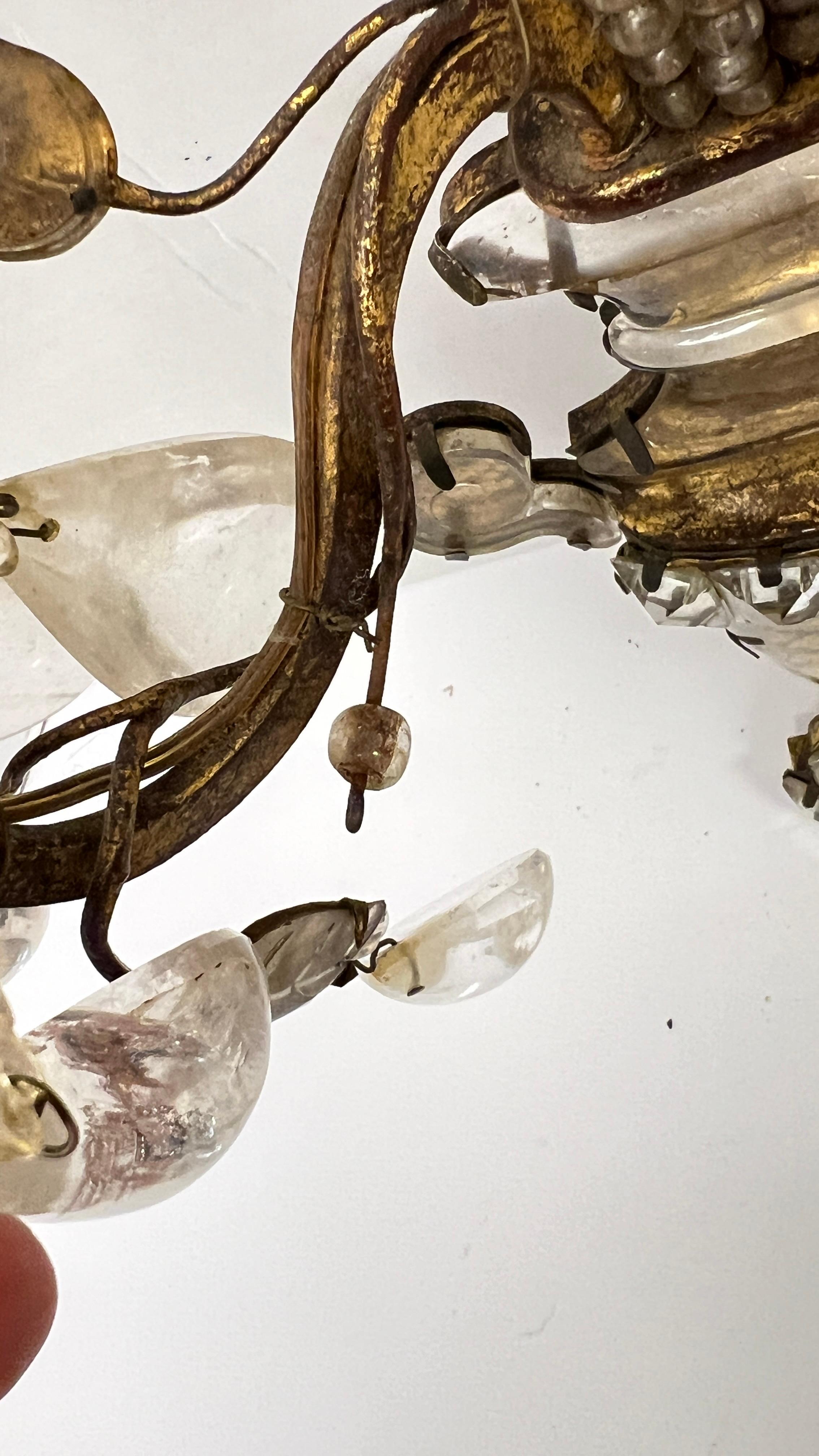 Pair Antique Maison Bagues Gilt Metal and Rock Crystal Sconces 9
