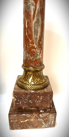 Pair Antique Marble and Bronze Columns