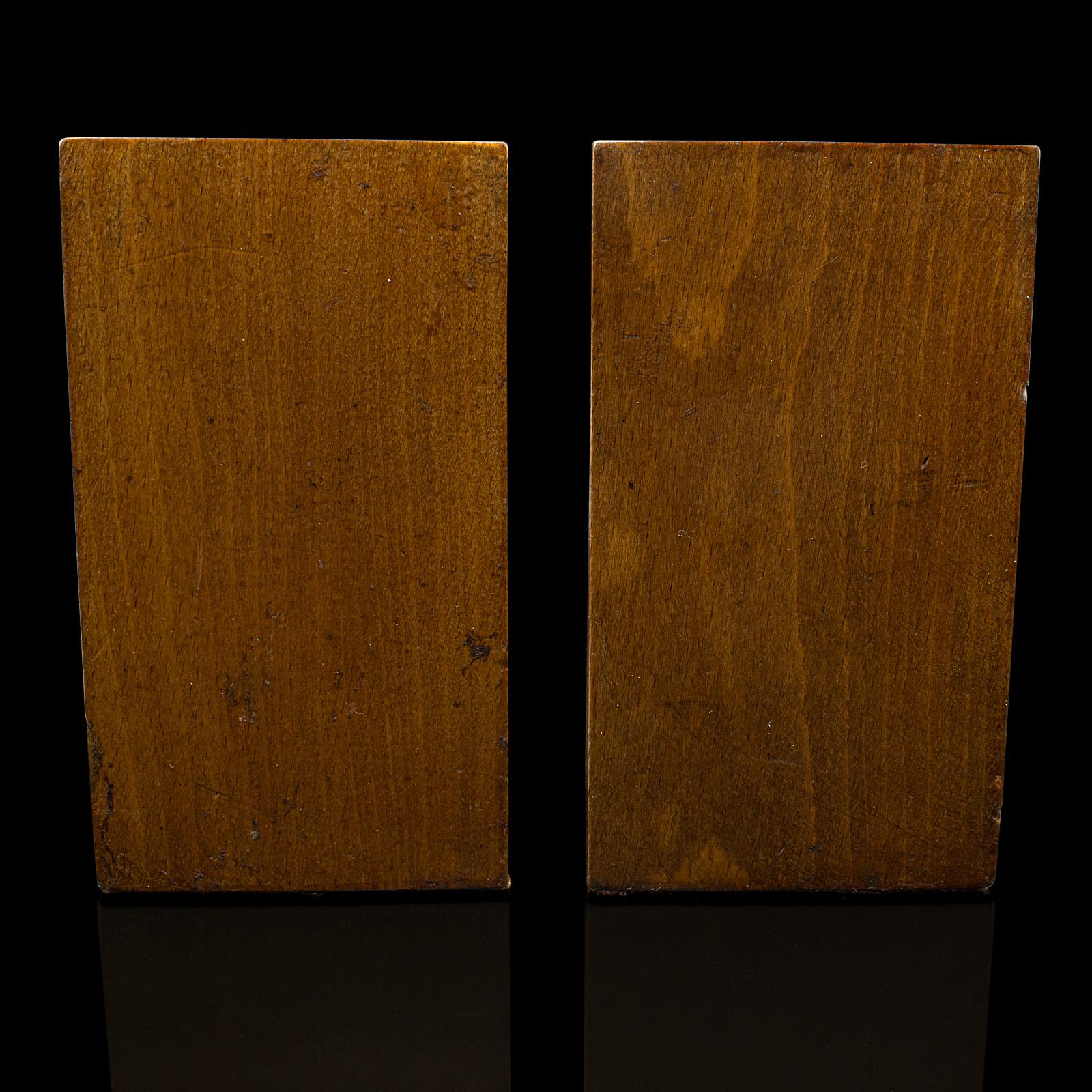 European Pair, Antique Maritime Bookends, Continental, Copper, Oak, Book Rest, Victorian For Sale