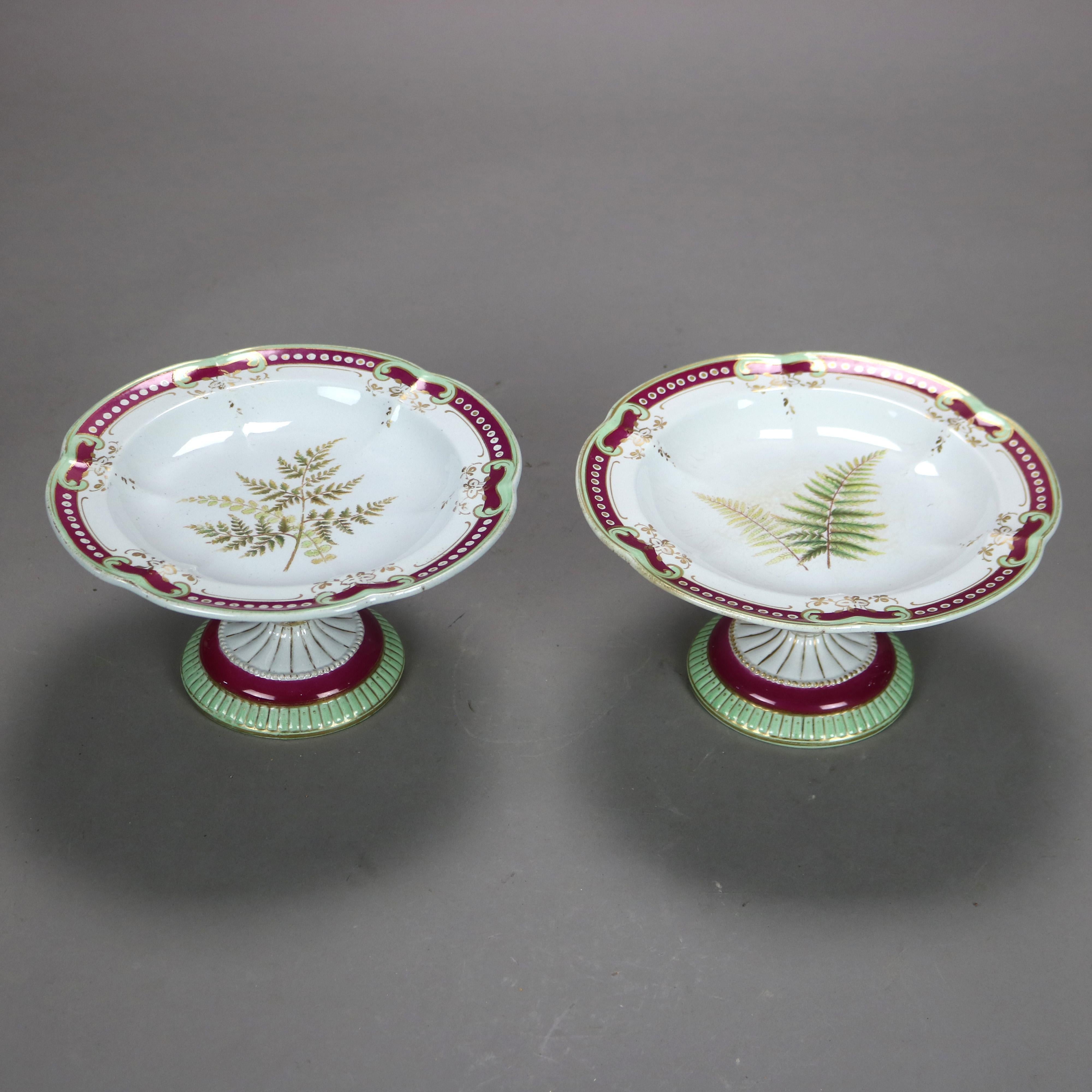 XIX secolo Coppia di antichi vassoi in porcellana Old Paris della scuola di Meissen con felce C1890 in vendita