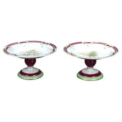 Pair Antique Meissen School Old Paris Porcelain Compotes with Fern C1890