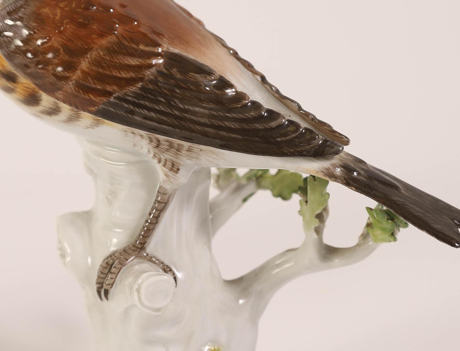 Pair Antique Meissen Thrush Bird Porcelain Figurines 2
