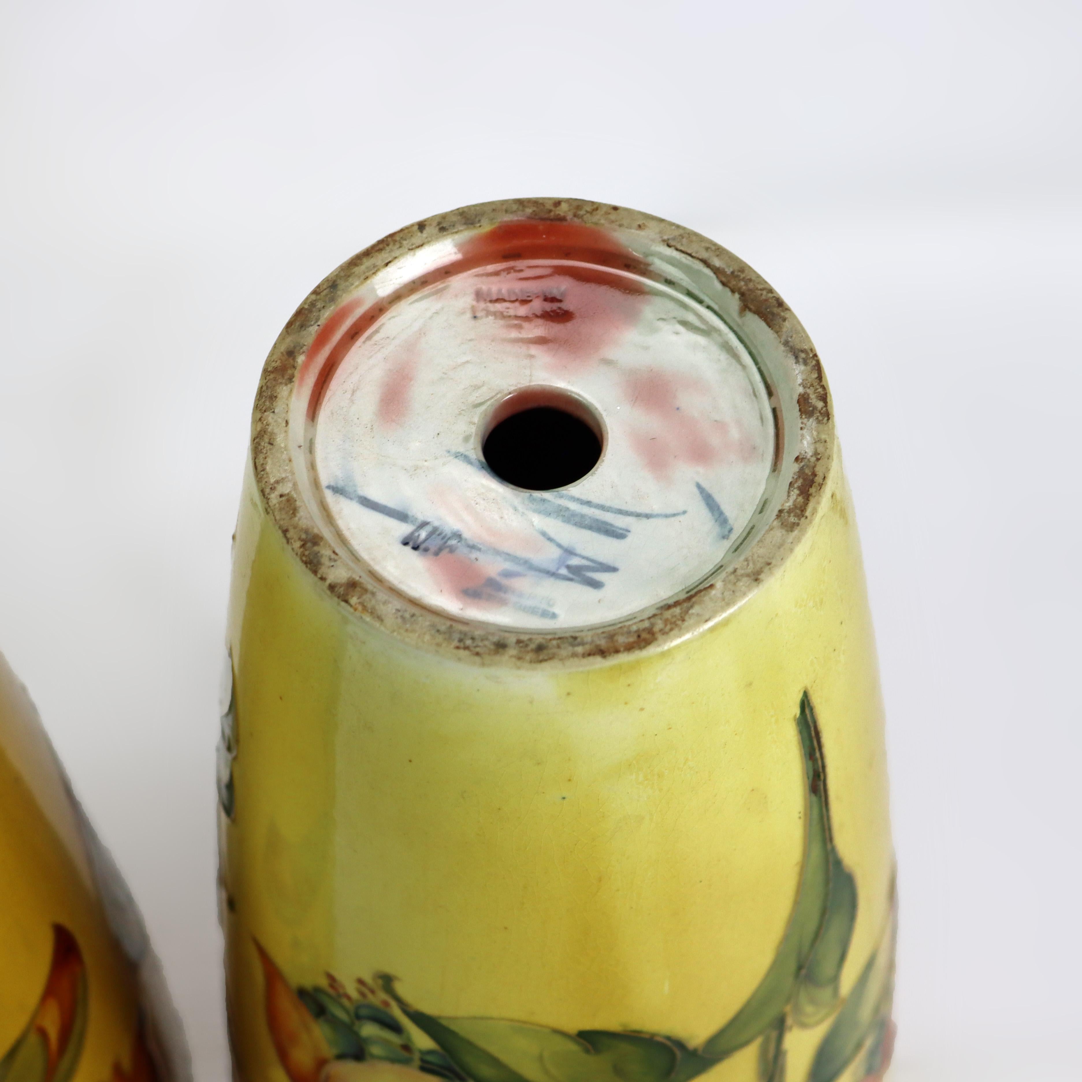 Pair Antique Moorcroft High Glaze Floral Pottery Vase (Drilled for Lamp Bases) im Angebot 2