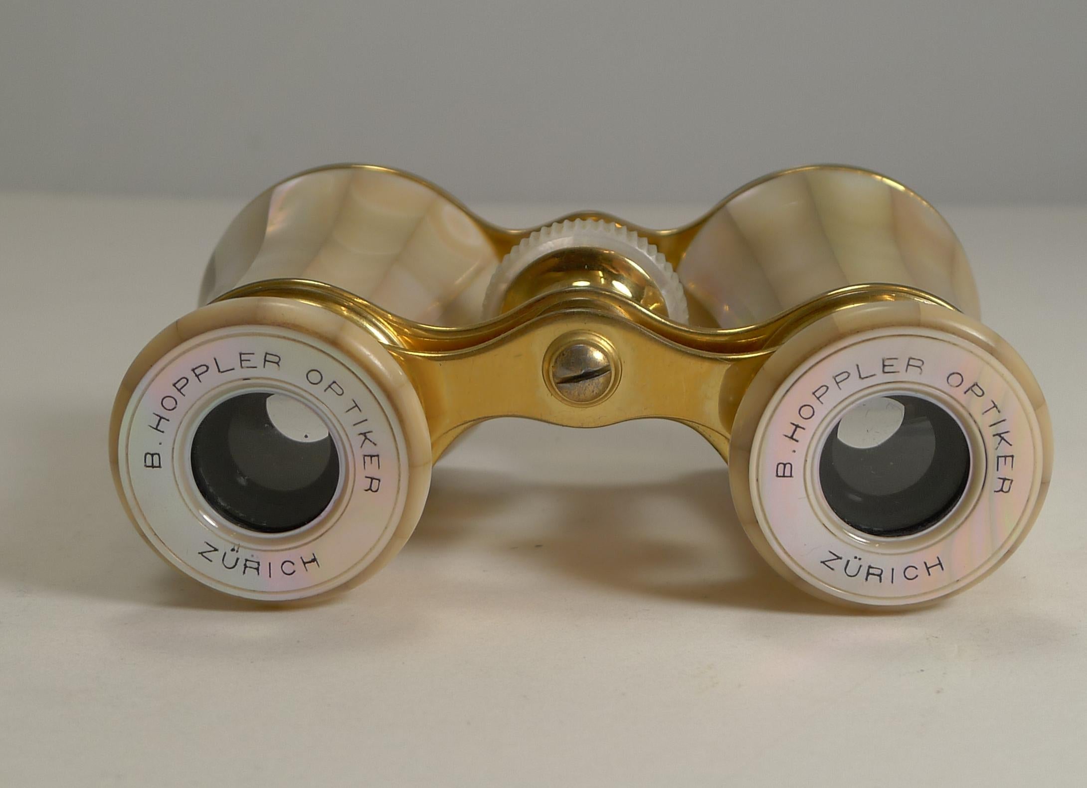 Late Victorian Pair of Antique Mother of Pearl Opera Glasses by Lemaire, Paris circa 1890