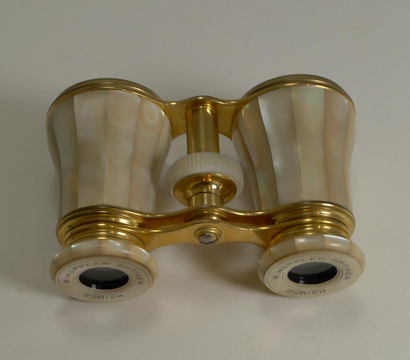 French Pair of Antique Mother of Pearl Opera Glasses by Lemaire, Paris circa 1890