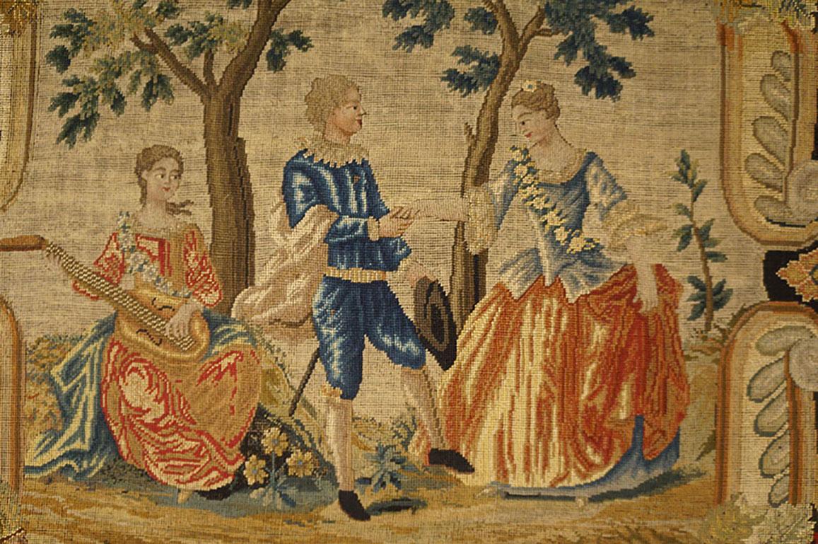 Needlepoint Pair of Mid-18th Century English Petit-Point Fireplace Screen For Sale