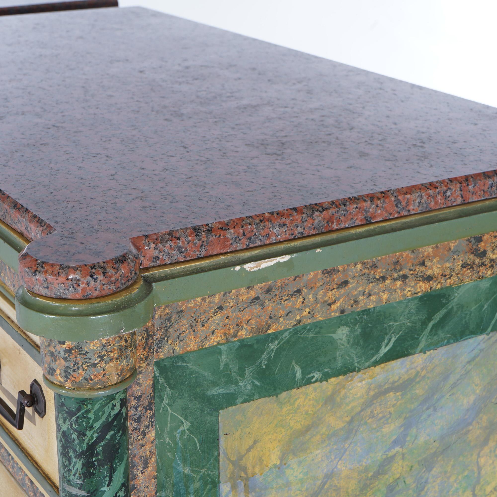 Pair Antique Neoclassical Italian School Faux Painted & Rouge Marble Chests For Sale 6