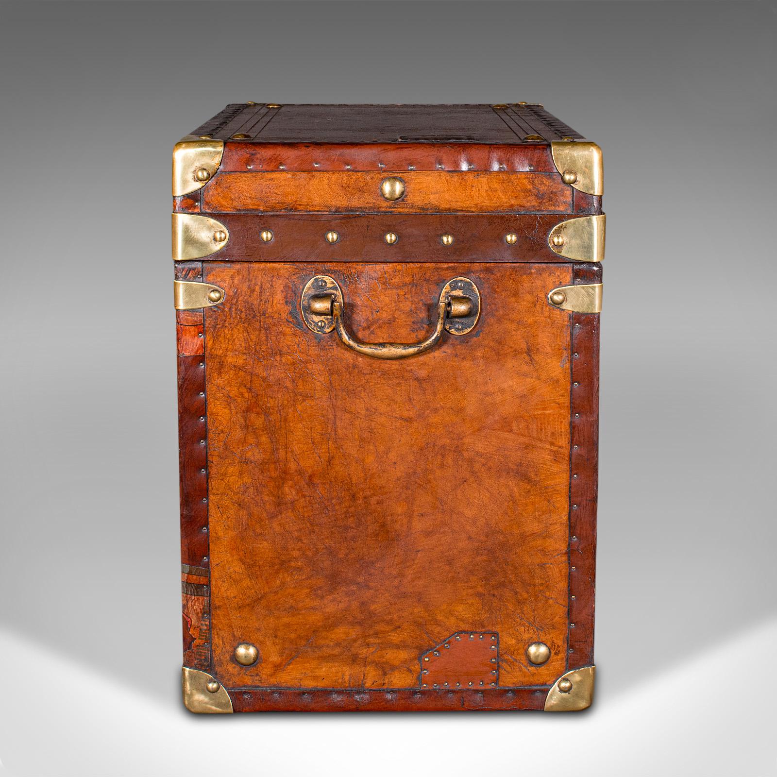 Early 20th Century Pair Antique Officer's Campaign Luggage Cases, English, Nightstands, Edwardian