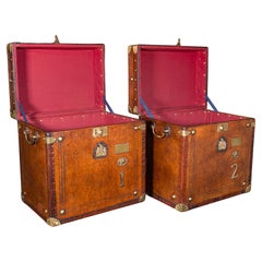 Pair Antique Officer's Campaign Luggage Cases, English, Nightstands, Edwardian