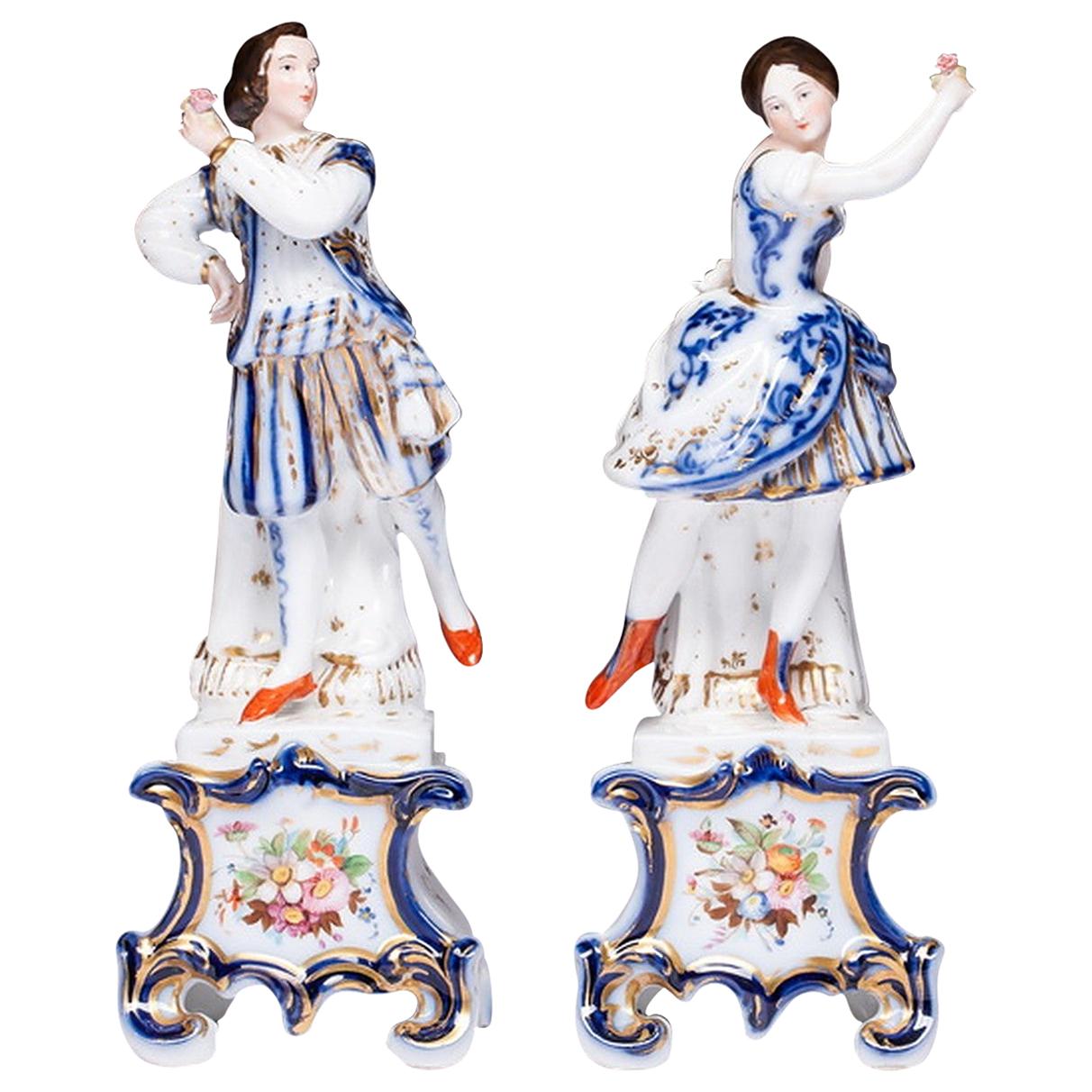 Pair of Antique Old Paris Porcelain Figurines For Sale at 1stDibs