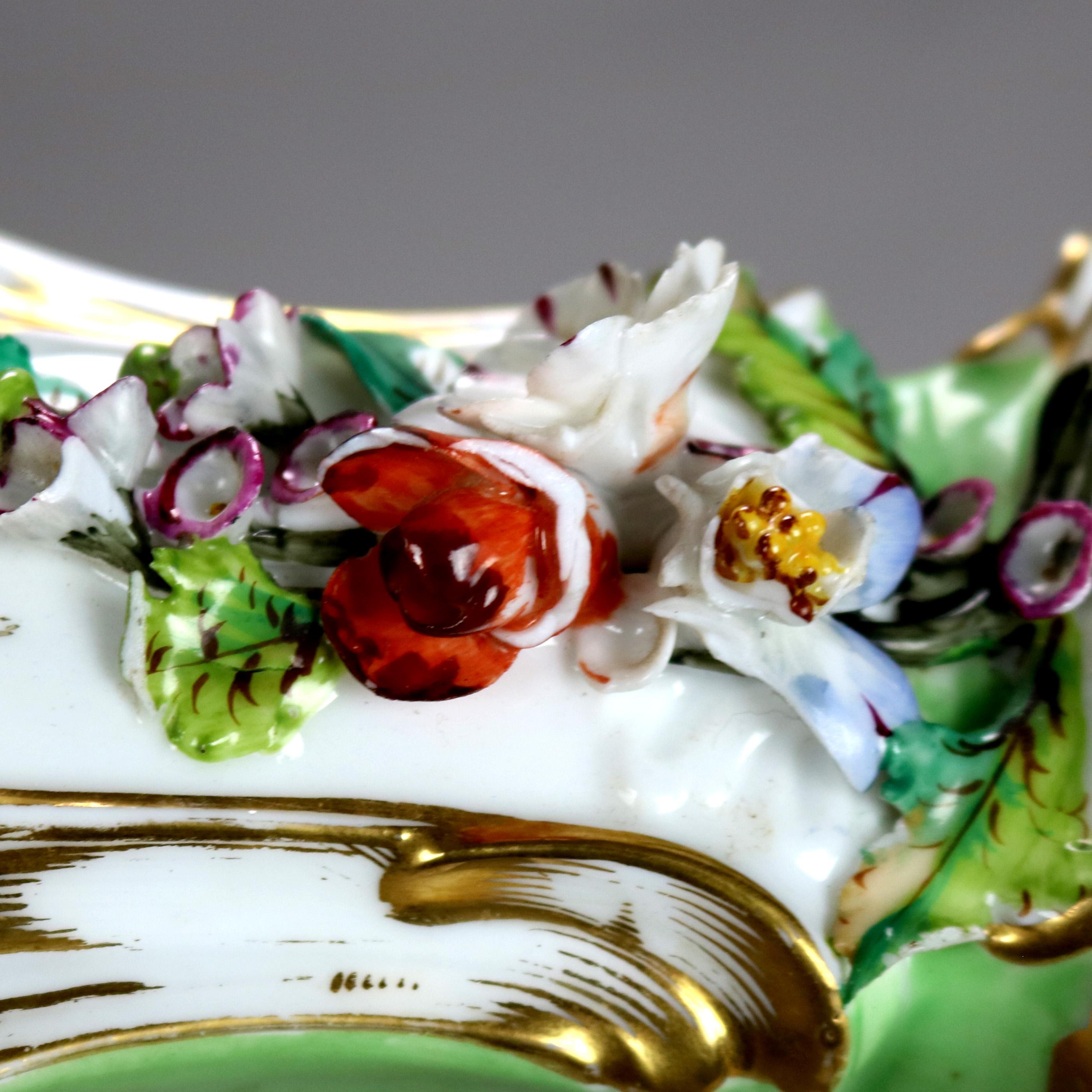 Pair Antique Old Paris Porcelain Spill Vases with Figural & Floral Decoration 8
