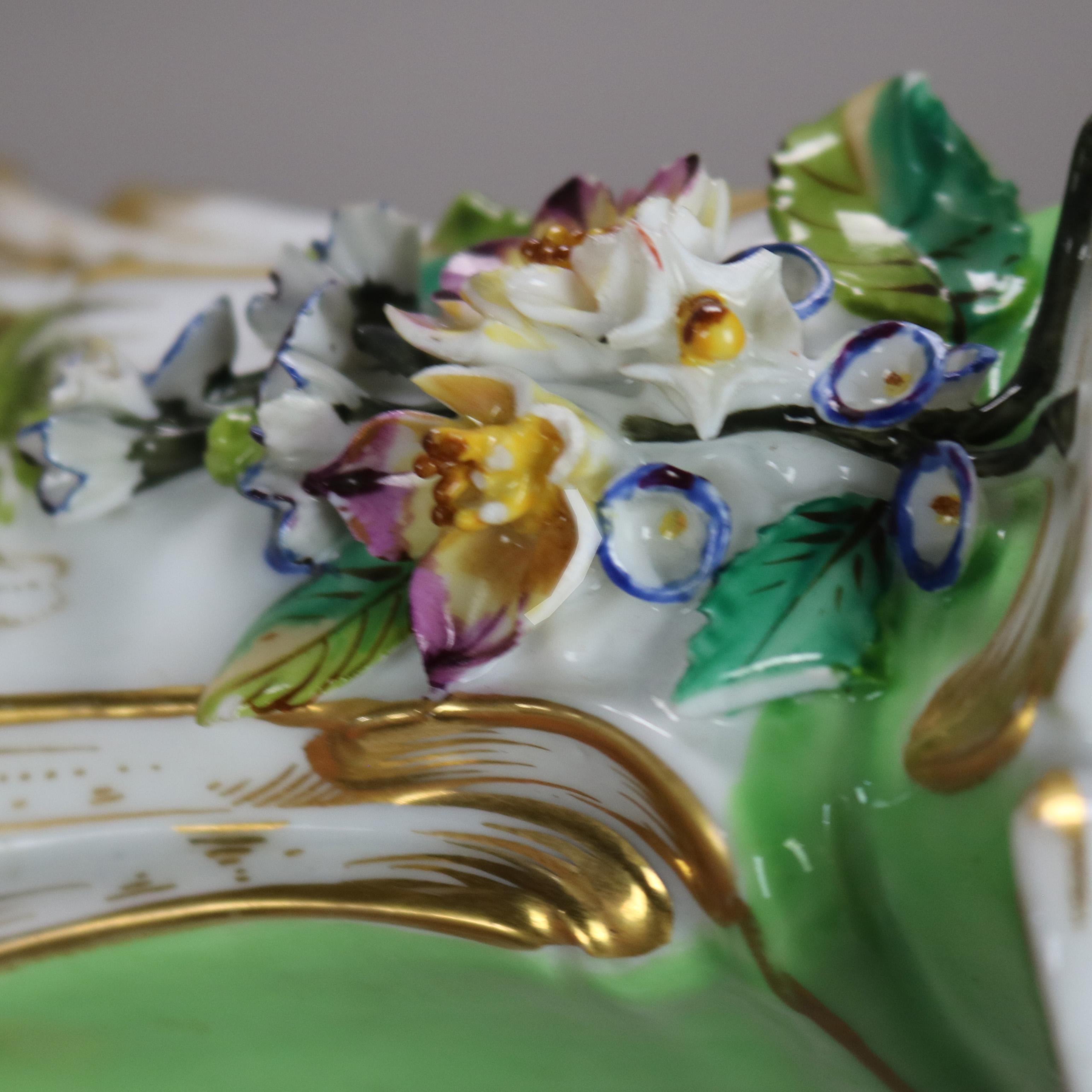 Pair Antique Old Paris Porcelain Spill Vases with Figural & Floral Decoration 10