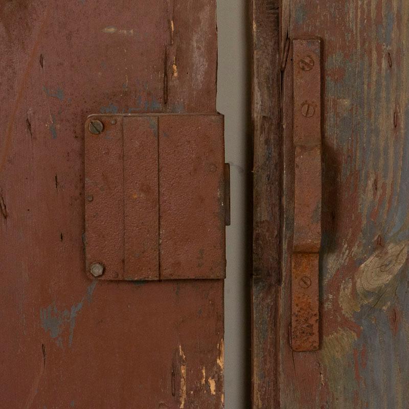 Hungarian Pair of Antique Original Brown Painted Barn Doors, Good for Sliding Doors
