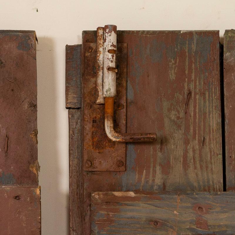 19th Century Pair of Antique Original Brown Painted Barn Doors, Good for Sliding Doors