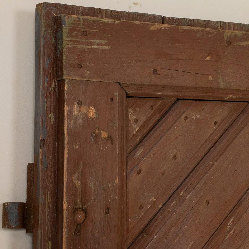 Wood Pair of Antique Original Brown Painted Barn Doors, Good for Sliding Doors