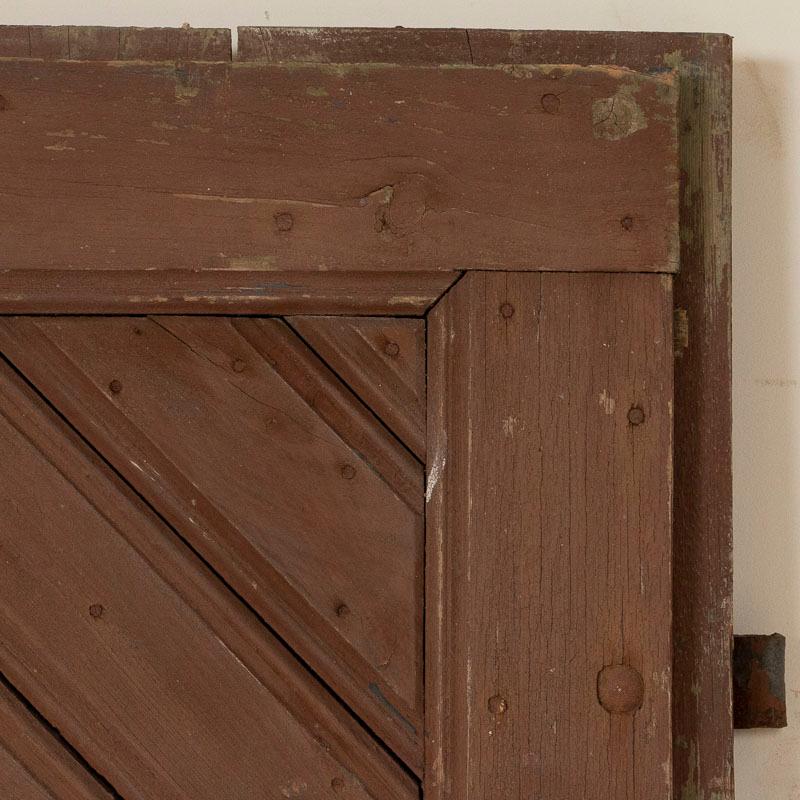 Pair of Antique Original Brown Painted Barn Doors, Good for Sliding Doors 1