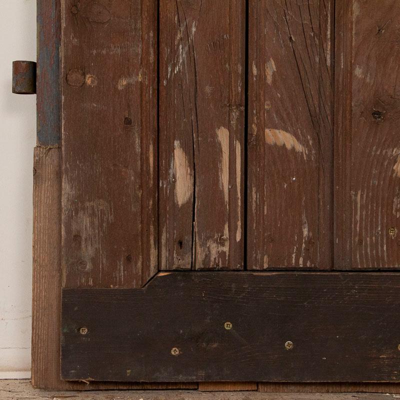 Pair of Antique Original Brown Painted Barn Doors, Good for Sliding Doors 2