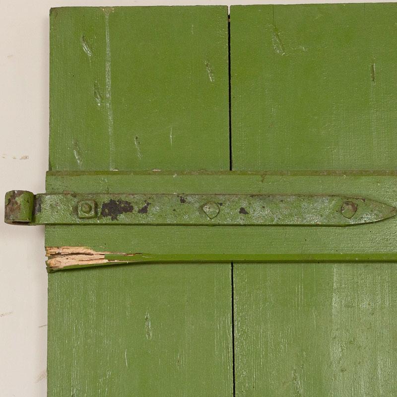 European Pair of Antique Original Green Painted Doors Great Sliding Doors