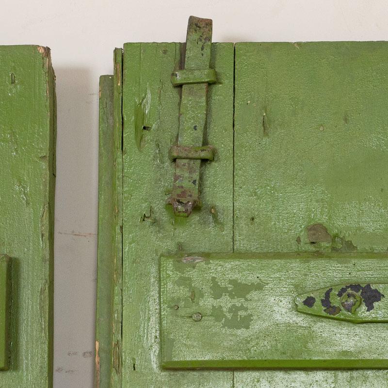 Pair of Antique Original Green Painted Doors Great Sliding Doors In Good Condition In Round Top, TX