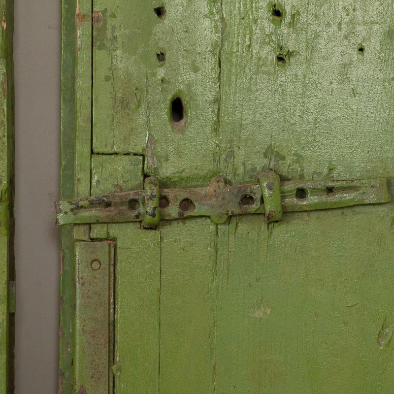 20th Century Pair of Antique Original Green Painted Doors Great Sliding Doors