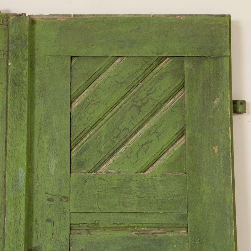 Pair of Antique Original Green Painted Doors Great Sliding Doors 2