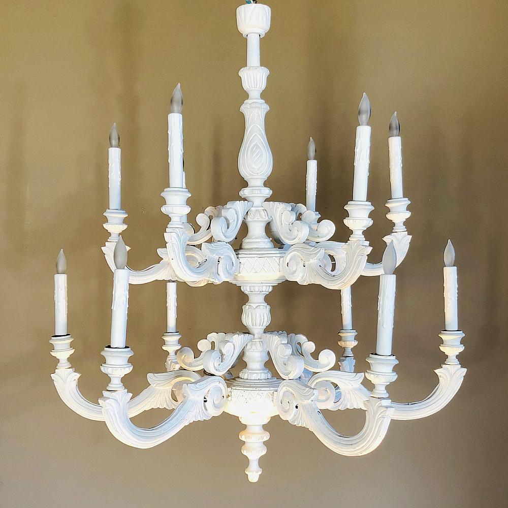 Louis XIV Pair of Antique Painted Chandeliers