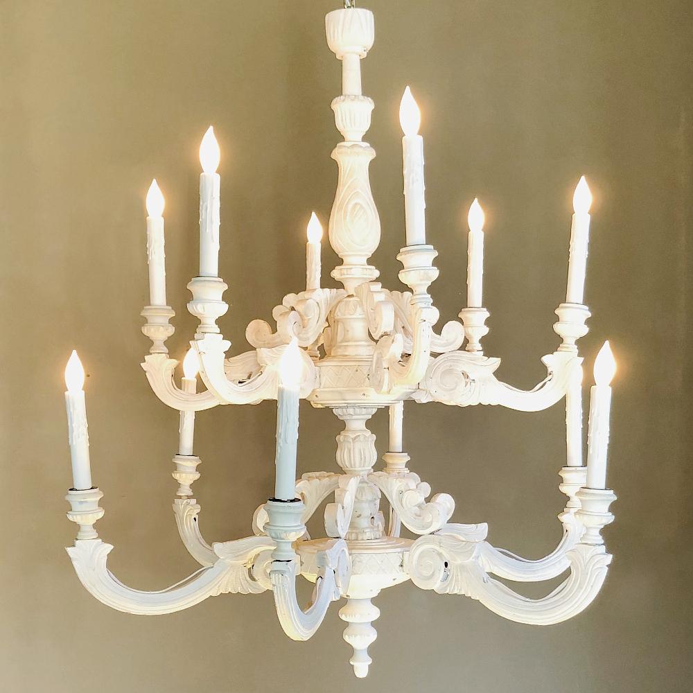 Pair of Antique Painted Chandeliers In Good Condition In Dallas, TX