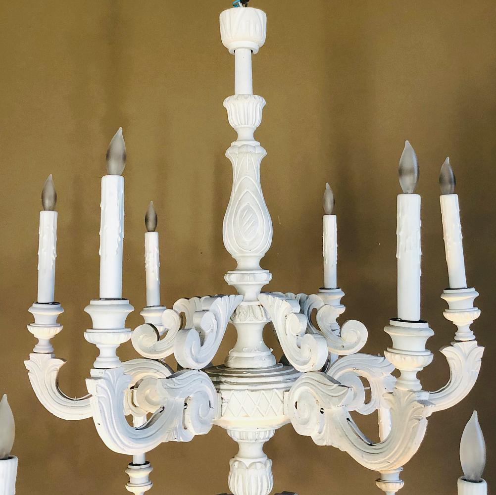 Wood Pair of Antique Painted Chandeliers
