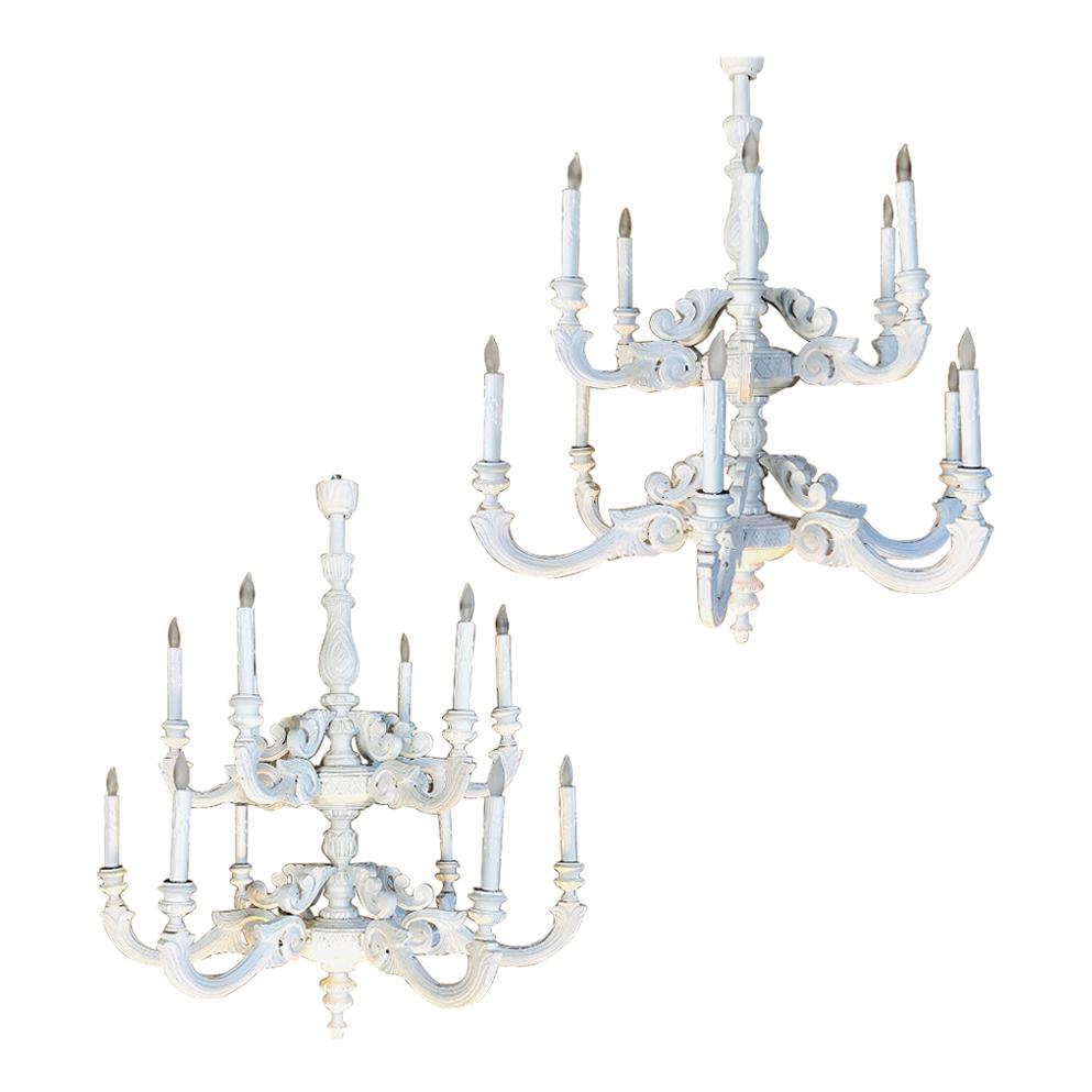 Pair of Antique Painted Chandeliers