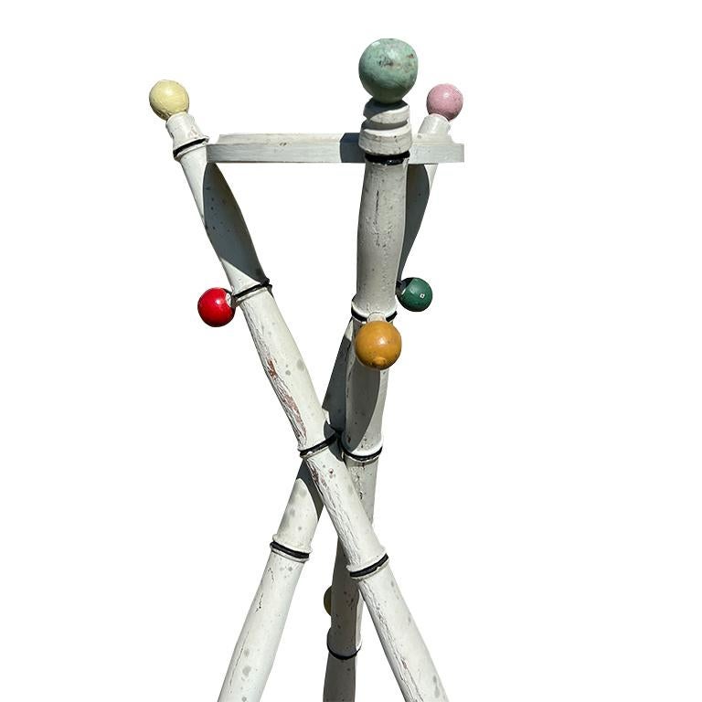 American Pair Antique Painted Tripod Tables from the Estate of Jonathan Parks, Santa Fe For Sale