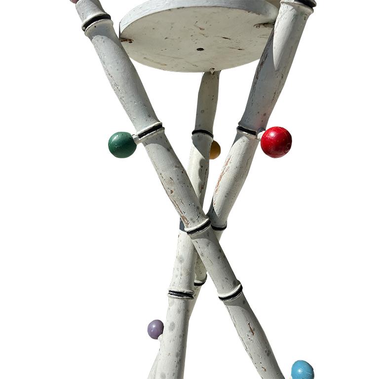 Wood Pair Antique Painted Tripod Tables from the Estate of Jonathan Parks, Santa Fe For Sale