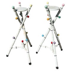 Pair Antique Painted Tripod Tables from the Estate of Jonathan Parks, Santa Fe