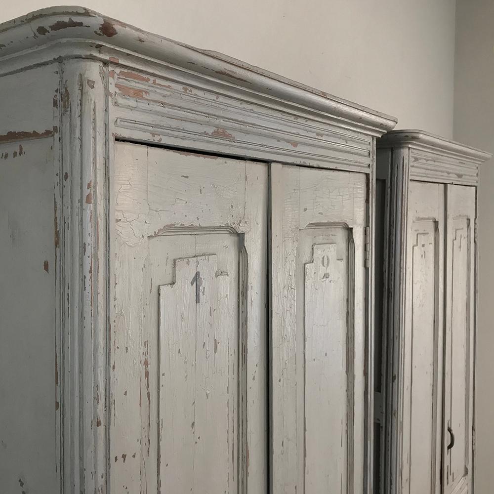 Pair of Antique Painted Wooden Locker Cabinets 2