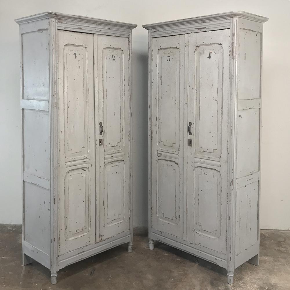 Pair of Antique Painted Wooden Locker Cabinets 4