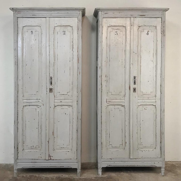 Pair of Antique Painted Wooden Locker at 1stDibs
