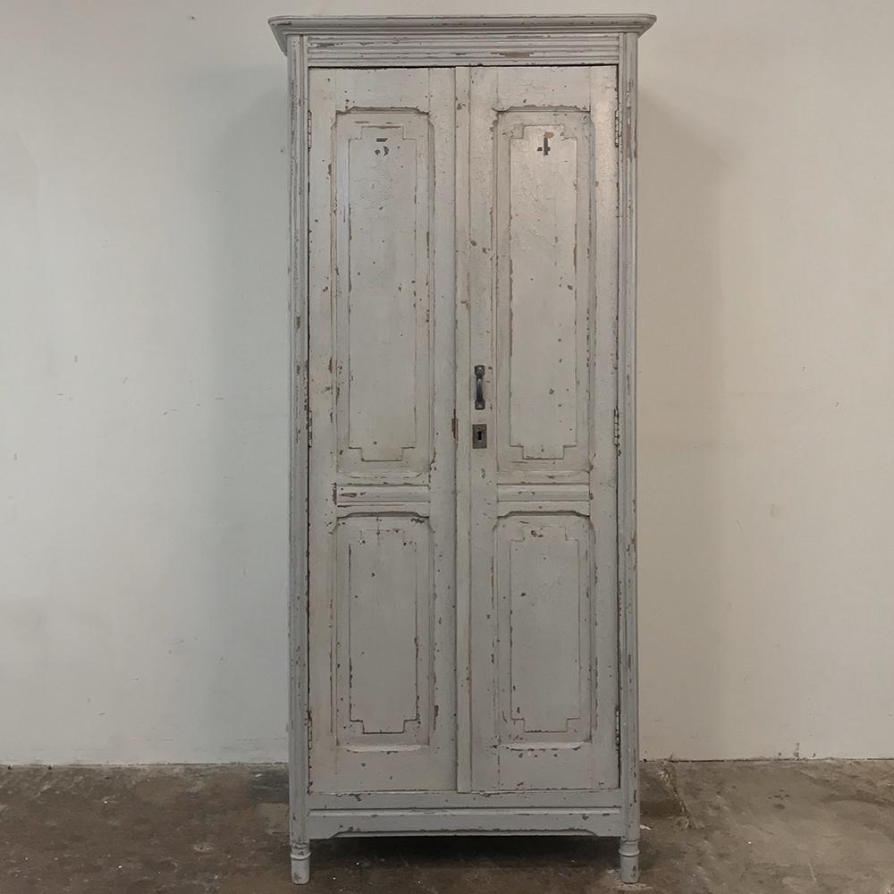 Hand-Painted Pair of Antique Painted Wooden Locker Cabinets