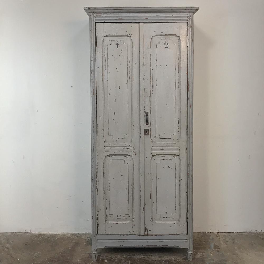 Pair of Antique Painted Wooden Locker Cabinets In Good Condition In Dallas, TX