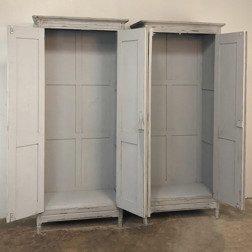 20th Century Pair of Antique Painted Wooden Locker Cabinets