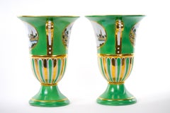 Pair Early 20th Century Paris Porcelain Parcel Gilt / Hand Painted Vases