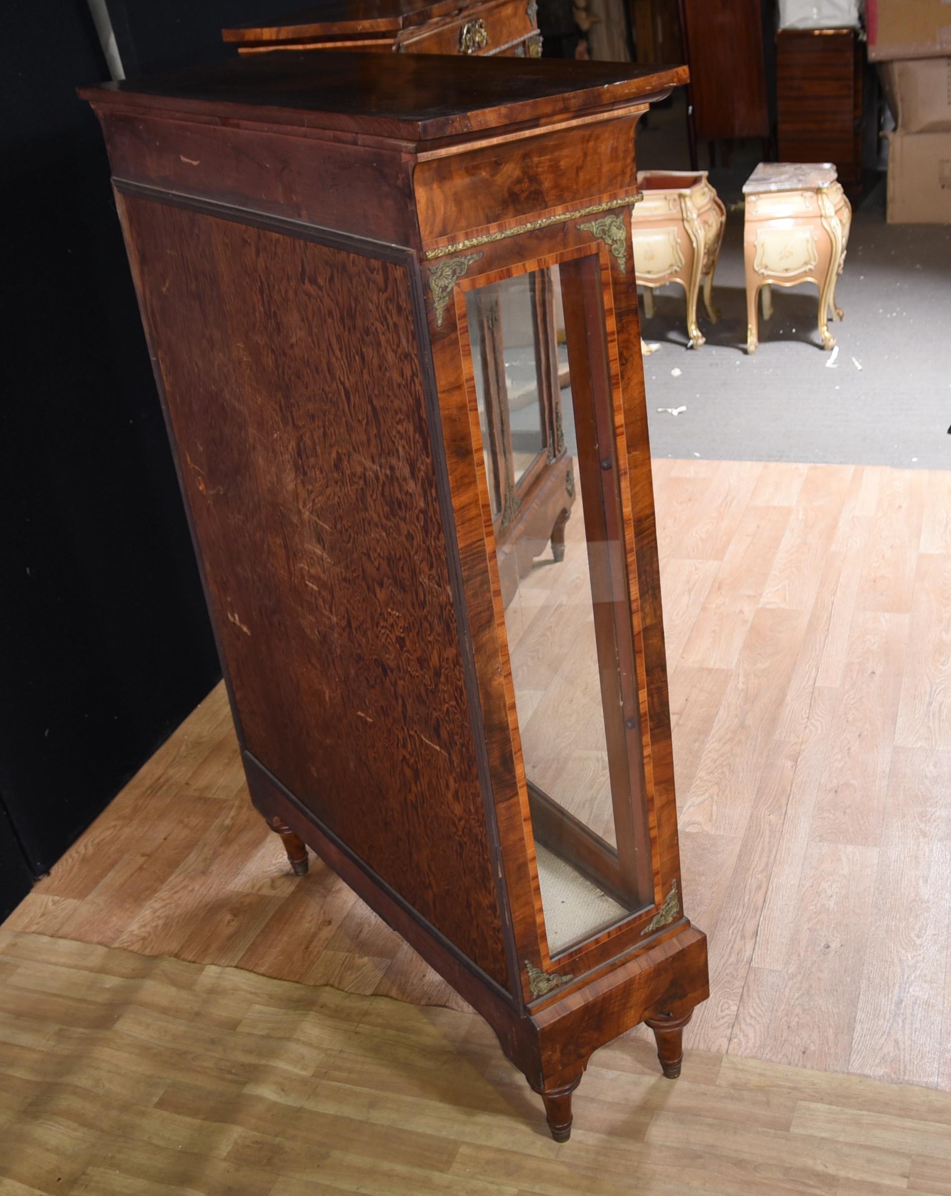 Pair Antique Pier Cabinets, English Burr Walnut Victorian 4
