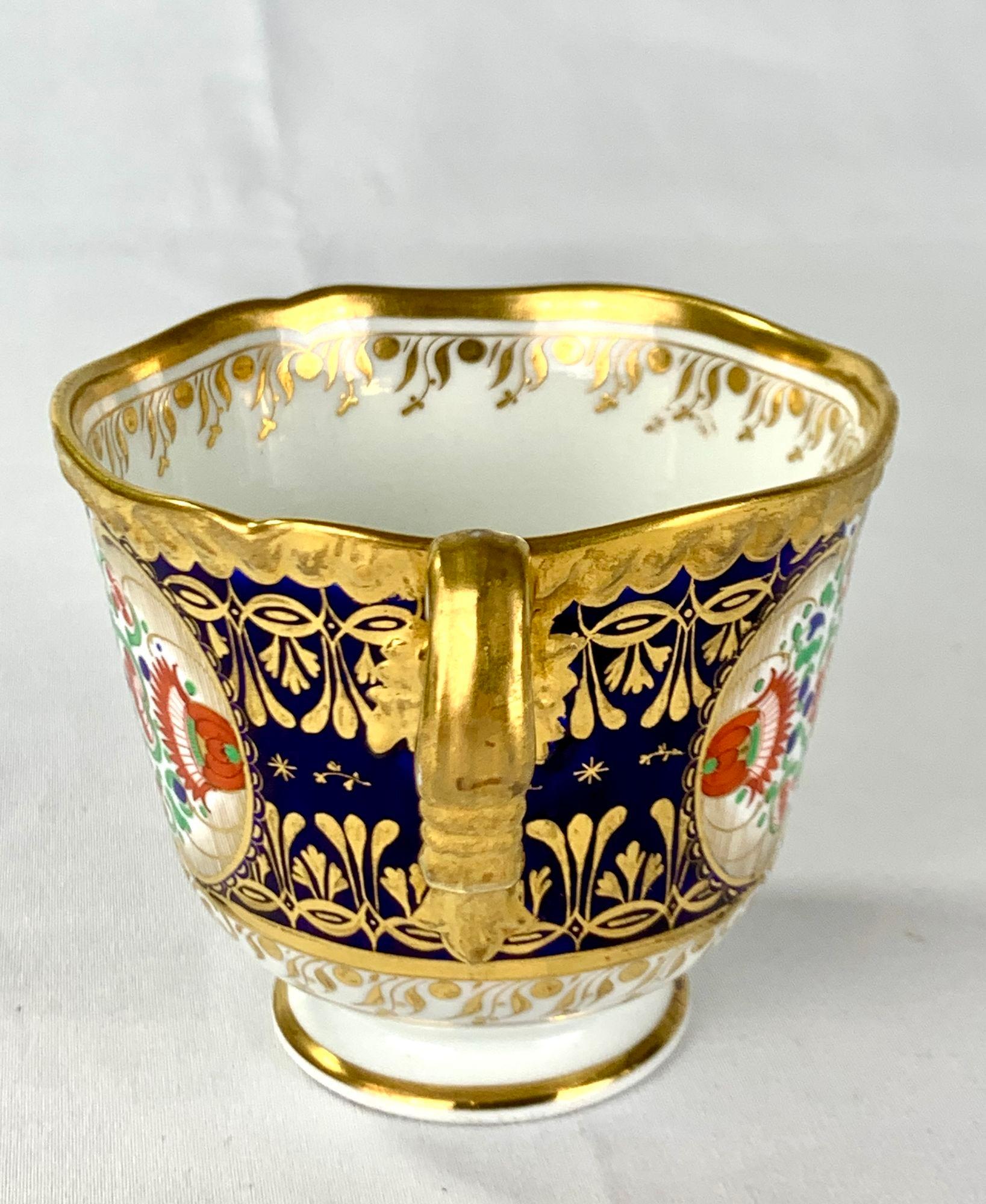 Pair Antique Porcelain Cups and Saucers by FBB Worcester Hand Painted Circa 1820 For Sale 5