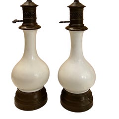 Pair Antique Porcelain Lamps