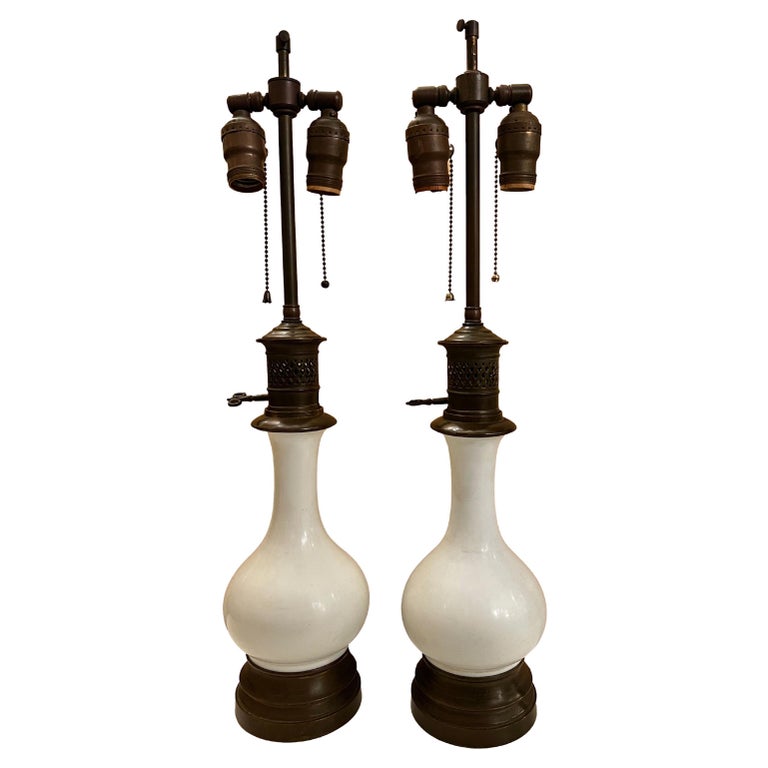 Pair Antique Porcelain Lamps For Sale at 1stDibs