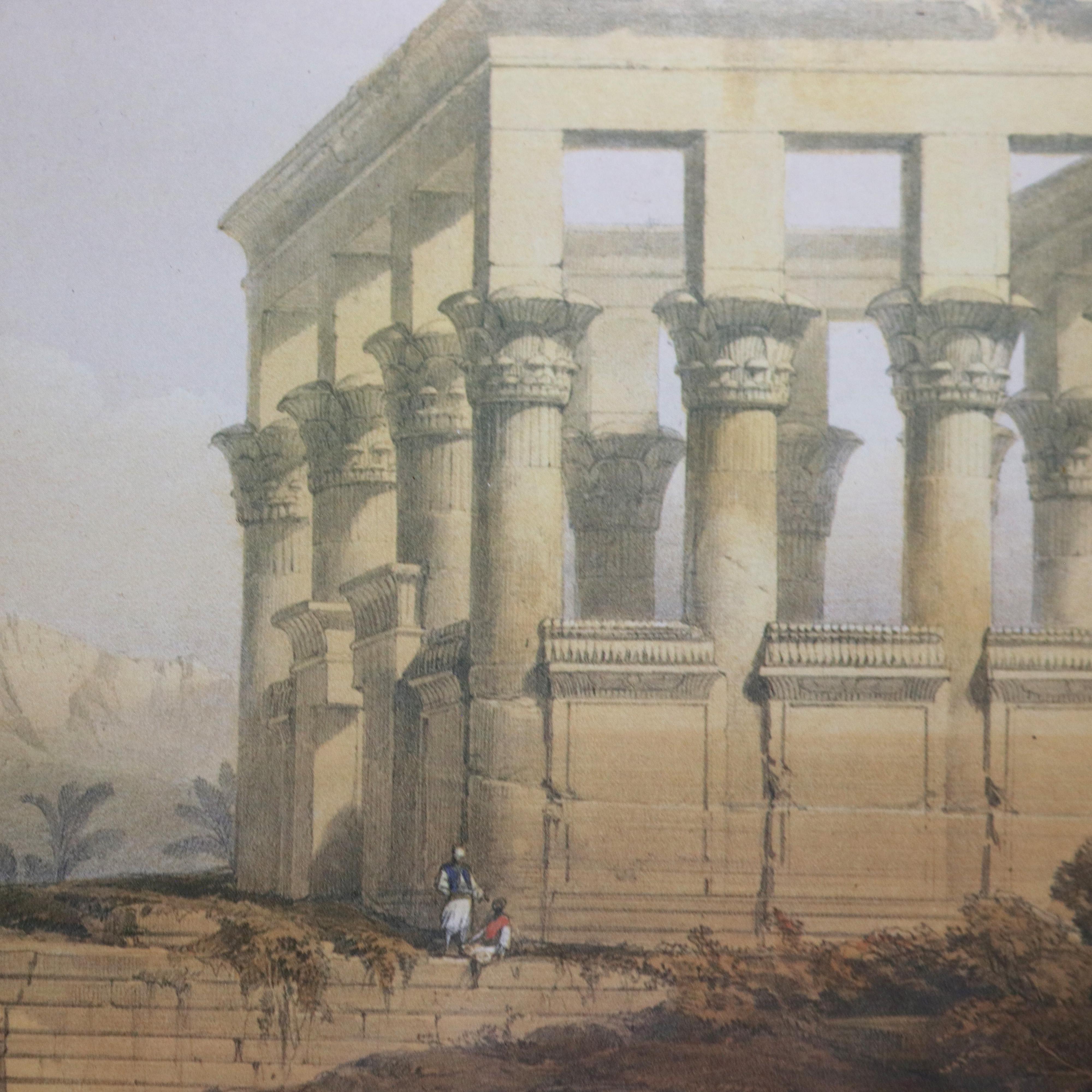 Paar antike Drucke des Hypaethral-Tempels in Philae & Esneh C1855 (19. Jahrhundert) im Angebot